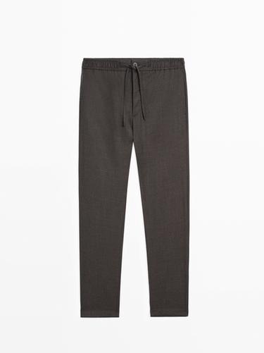 Pantalón pata de gallo mezcla lana - Marrón de Zara