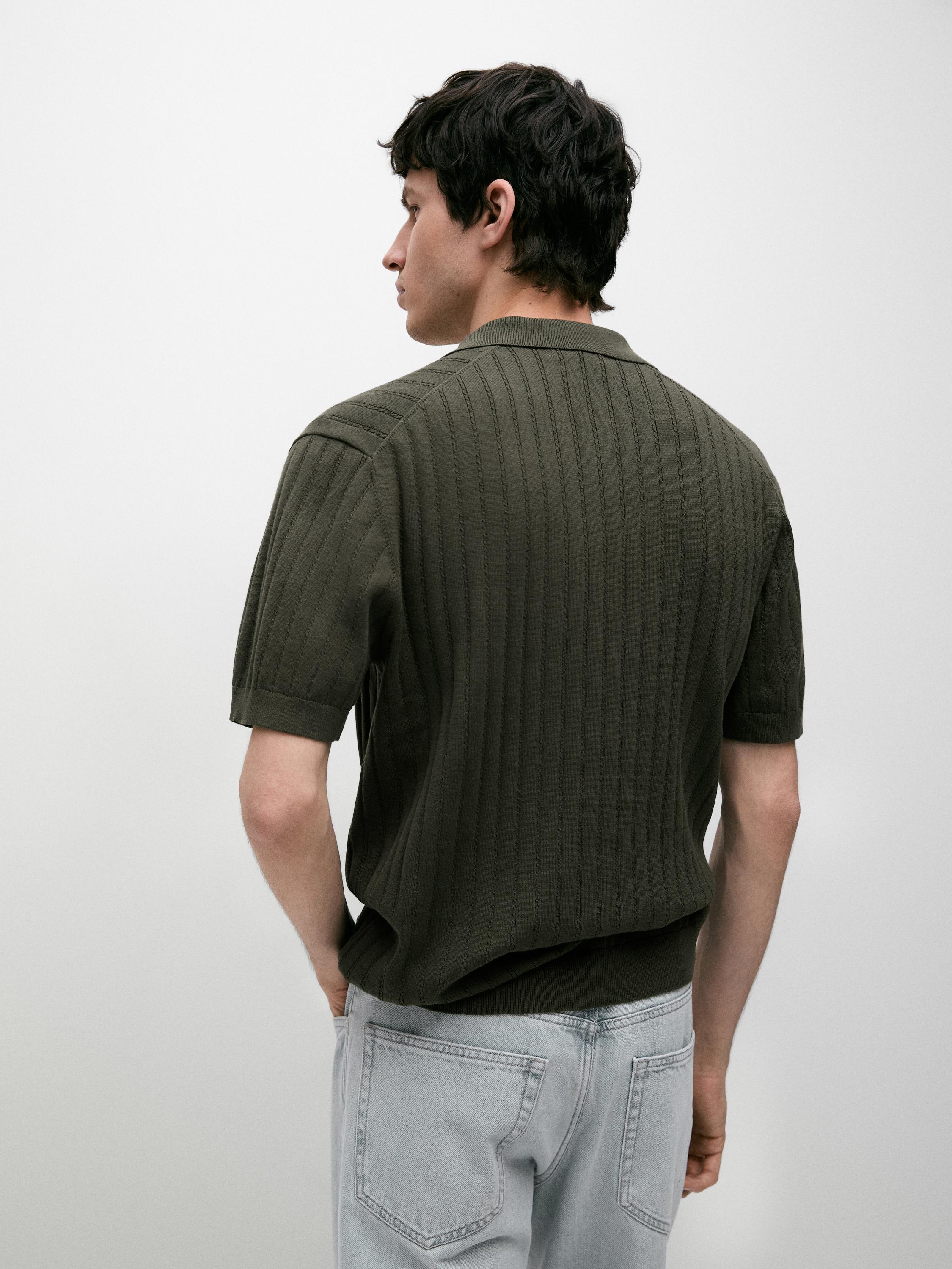 Cable-knit polo sweater
