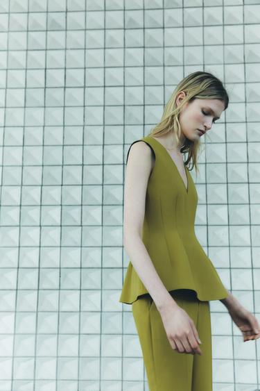 ZW COLLECTION PEPLUM TOP - Olive green by Zara