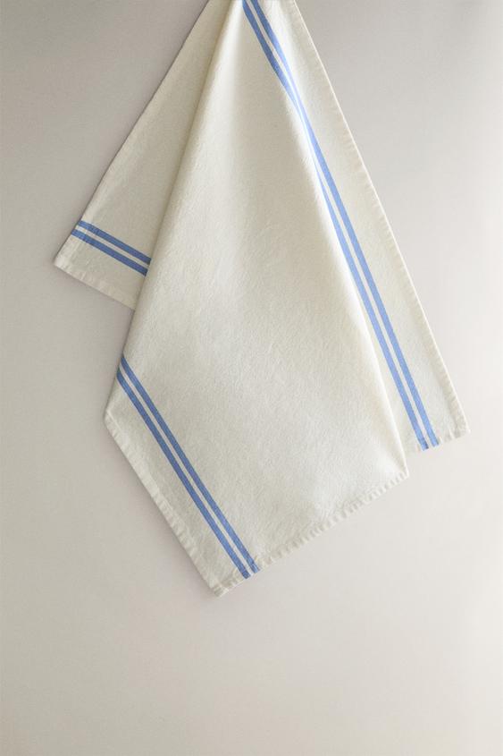 TORCHON COTON RAYURES - Bleu de Zara - Image 0