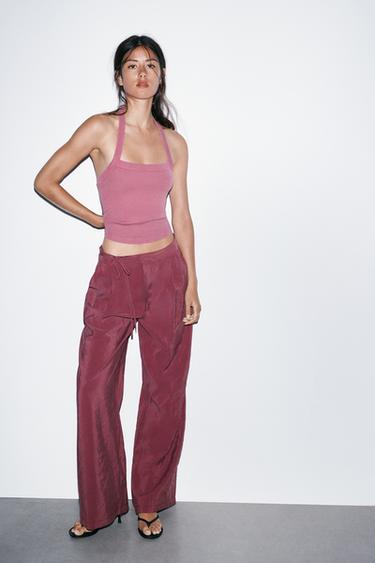 TROUSERS WITH TIE DETAIL - GARNET by Zara
