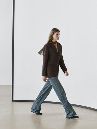 Blazer col à revers avec poches - Chocolat de Zara