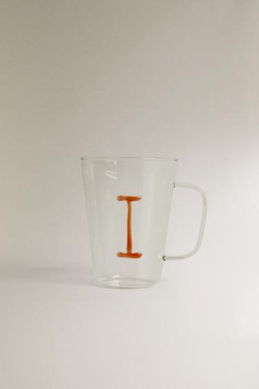 BOROSILICATE MUG WITH INITIAL I — Orange 1