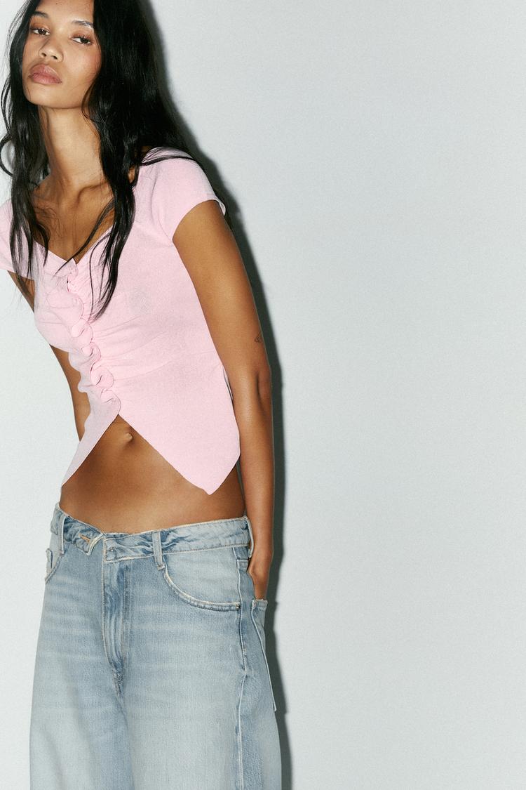 Abbinato Blu Zara Maglia Bottoni Dorati TOP IN MAGLIA CON