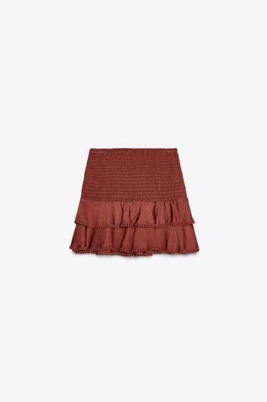 RUFFLED LACE SKORT - Terracotta by Zara - Image 4