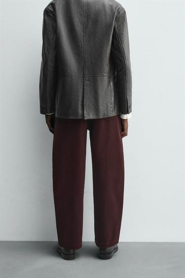 FLOCKED WIDE-LEG TROUSERS - Burgundy by Zara - Image 2