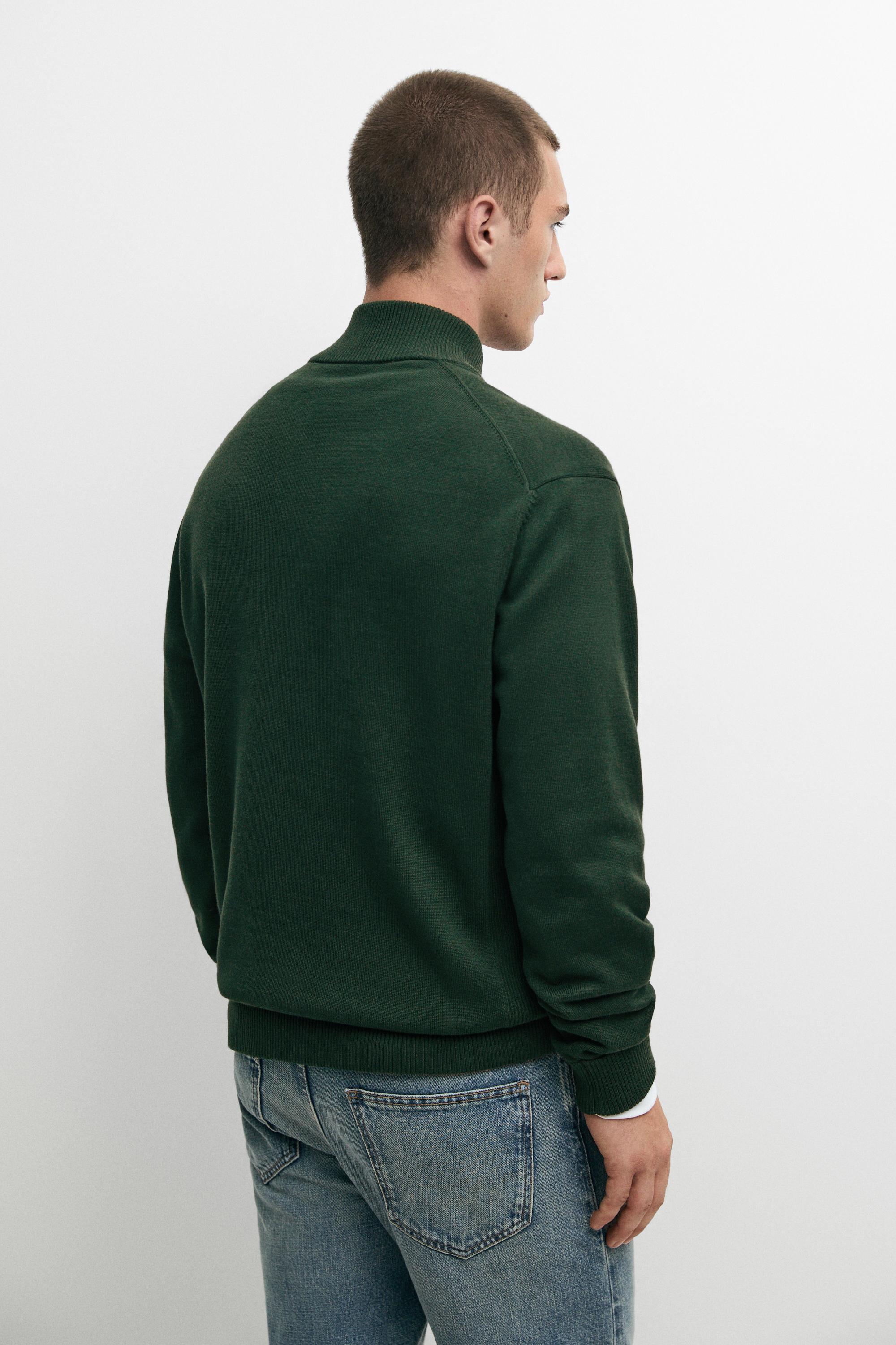 Mock neck zip knit sweater