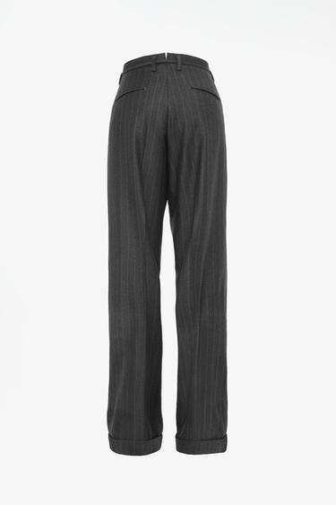 LIMITED EDITION 100% WOOL PINSTRIPE PANTS — Dark green 2