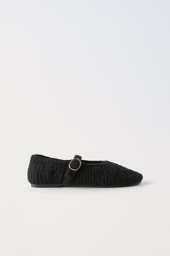 CROCHET BALLET FLATS - Black | ZARA Spain