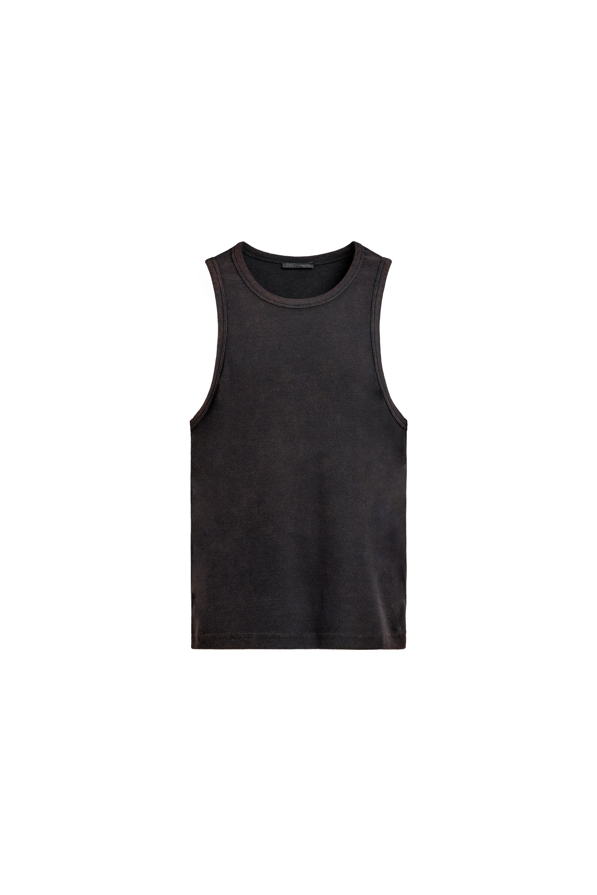 WASHED RIBBED TANK TOP - Dark brown | ZARA United States