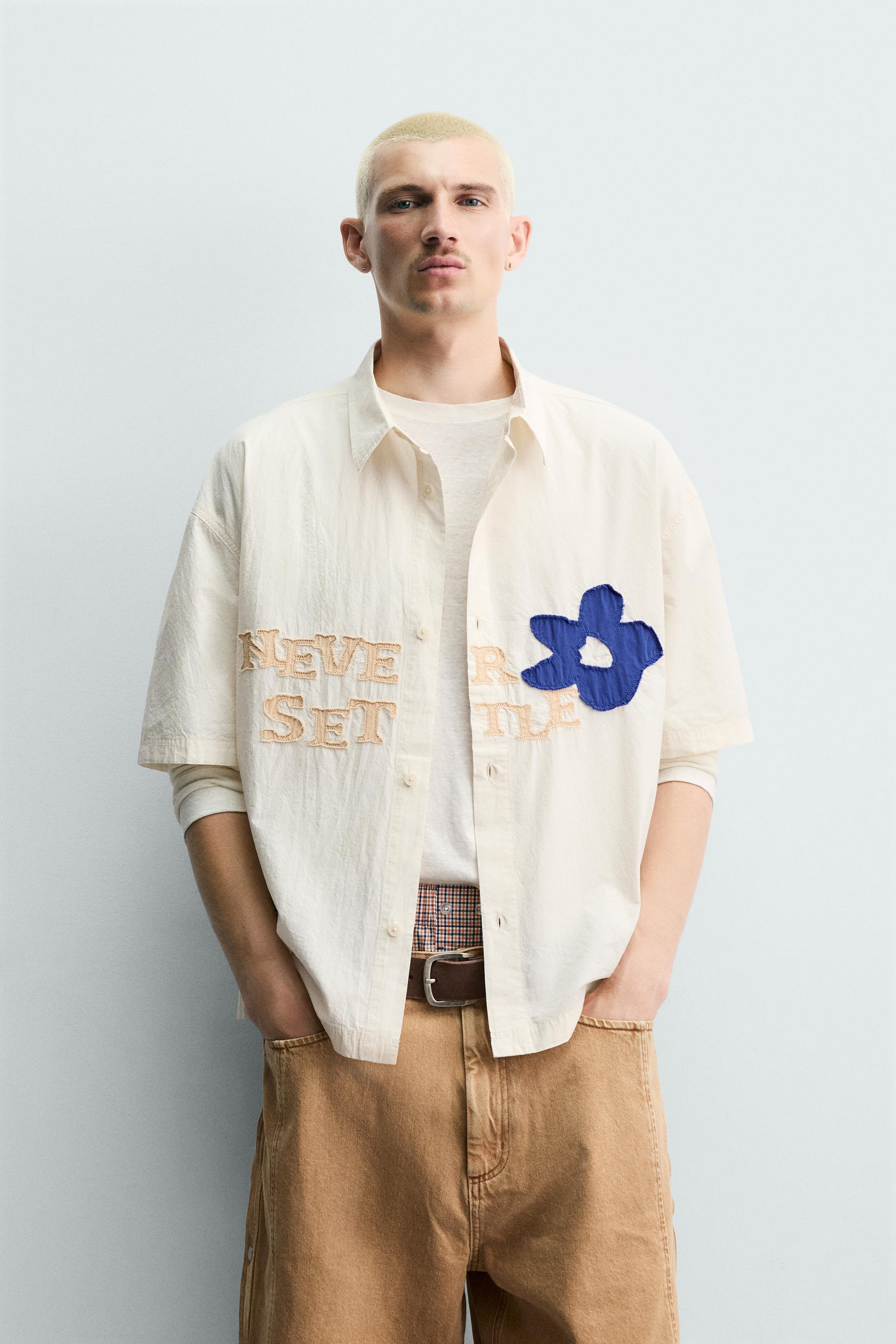 RELAXED FIT TEXT PATCH SHIRT