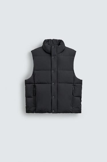 CROPPED FIT PUFFER GILET - Black by Zara