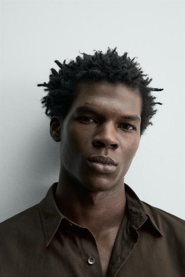 CHEMISE REGULAR FIT POPELINE - Marron foncé de Zara - Image 4