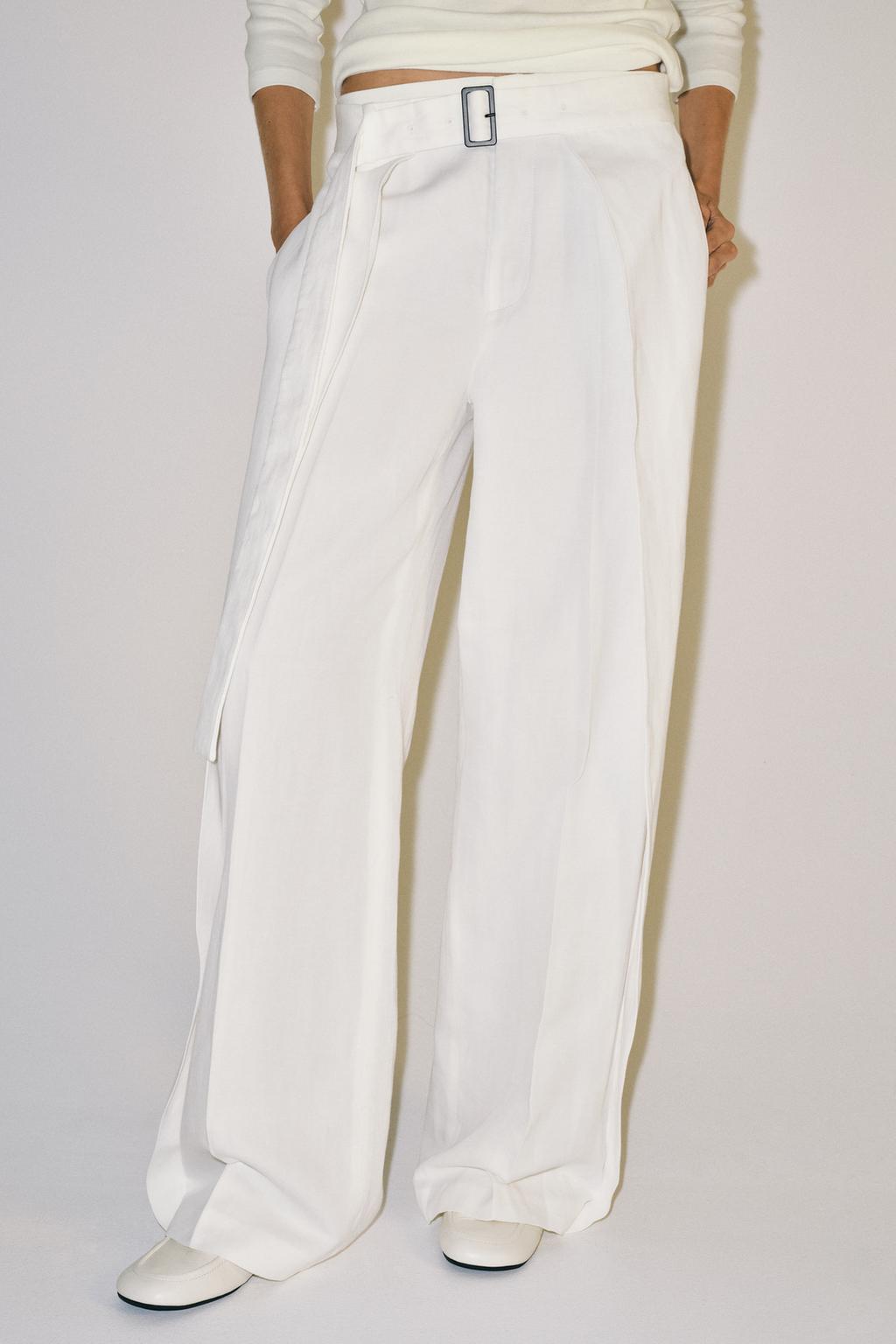ZW COLLECTION PLEATED BELTED TROUSERS