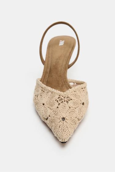 EMBROIDERED HEELED SHOES - Ecru White by Zara - Image 3