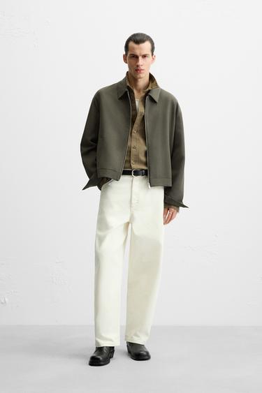 CROPPED FIT JACKET - Khaki by Zara - Image 0