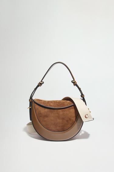 LEATHER FLAP DETAIL CROSSBODY BAG - Chocolate by Zara