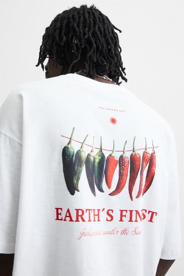T-SHIRT IMPRIMÉ EN MATIÈRES VARIÉES - Blanc cassé de Zara - Image 5