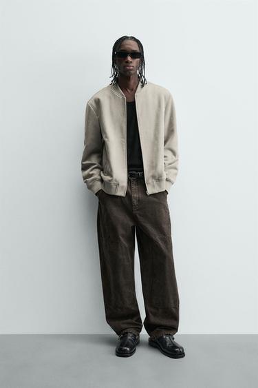 CAZADORA BOMBER EFECTO ANTE - Gris perla de Zara - Imagen 0