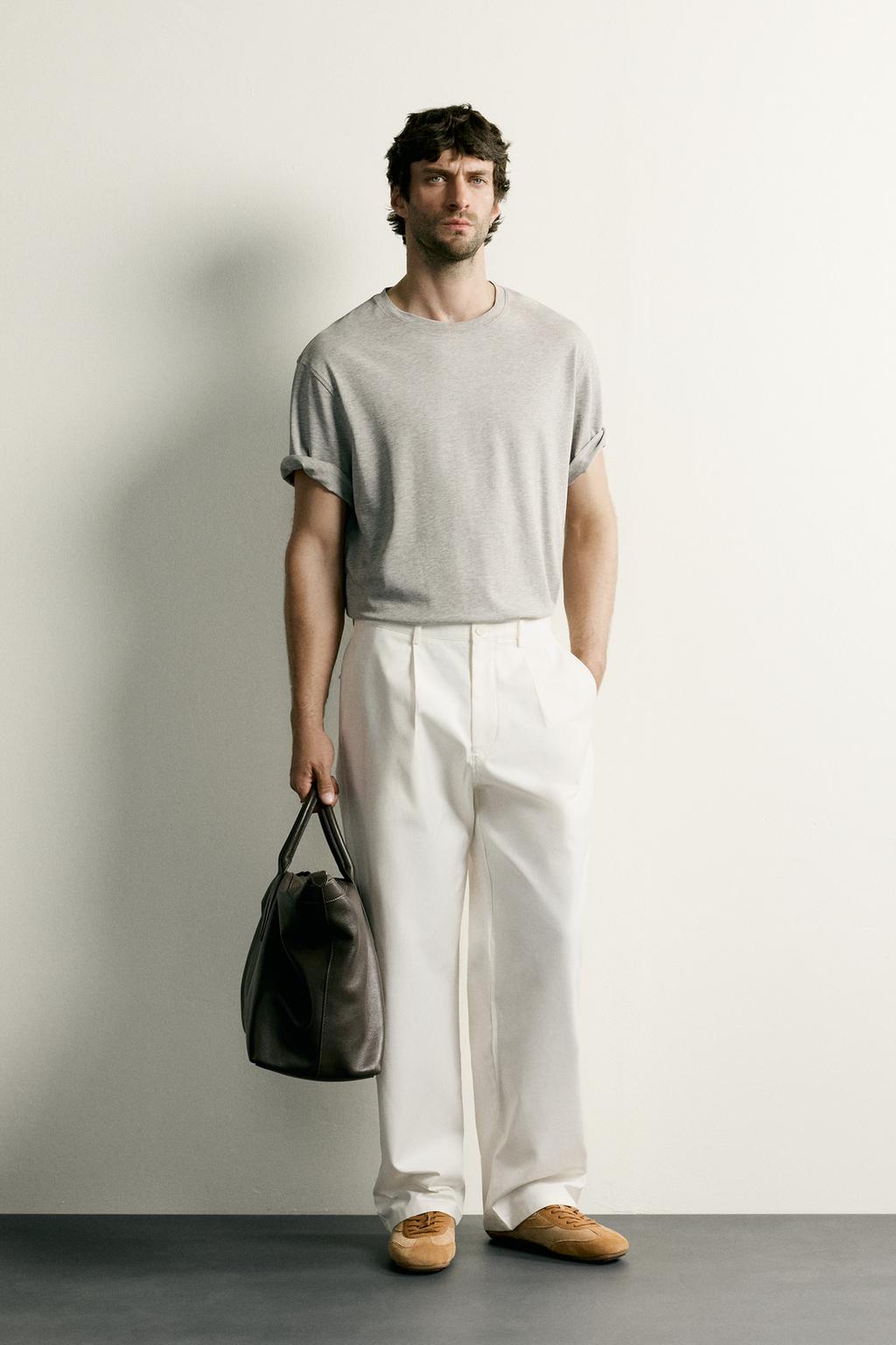 PLEATED STRAIGHT-LEG TROUSERS