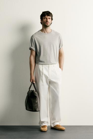 STRAIGHT-FIT-HOSE MIT ZIERFALTEN - Cremefarben von Zara