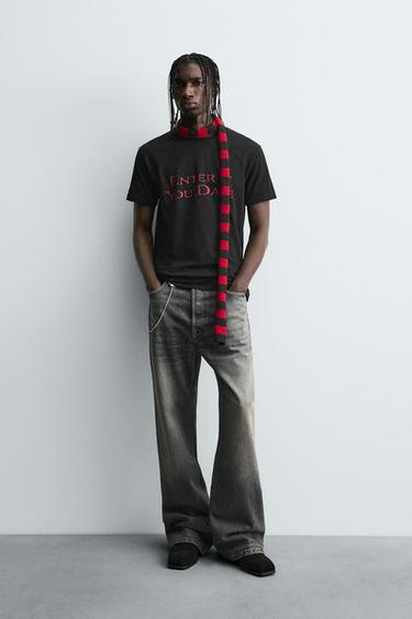 CAMISETA TEXTO ESTAMPADO - Negro de Zara - Imagen 0