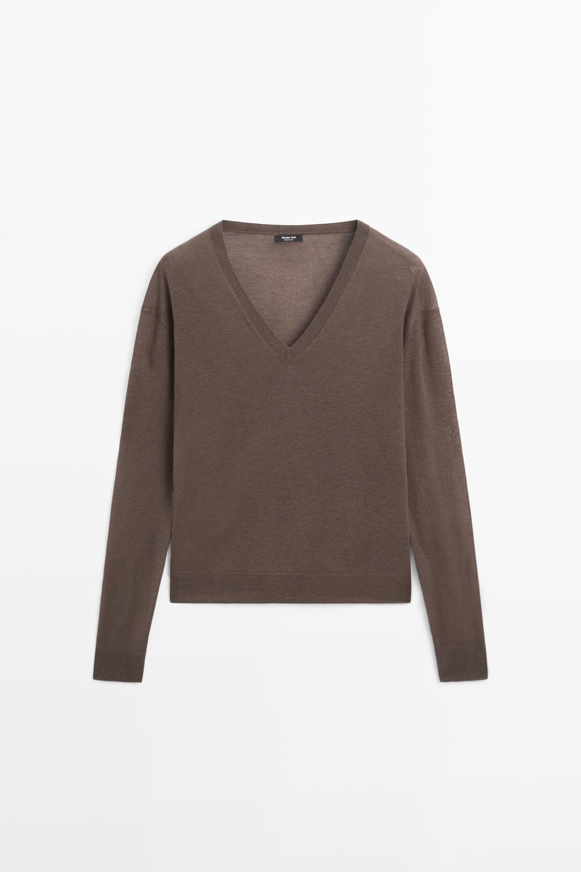 Silk and wool blend knit sweater