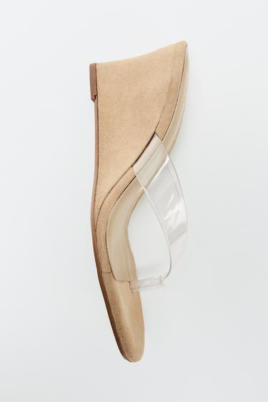 VINYL STRAP WEDGES - Light beige by Zara