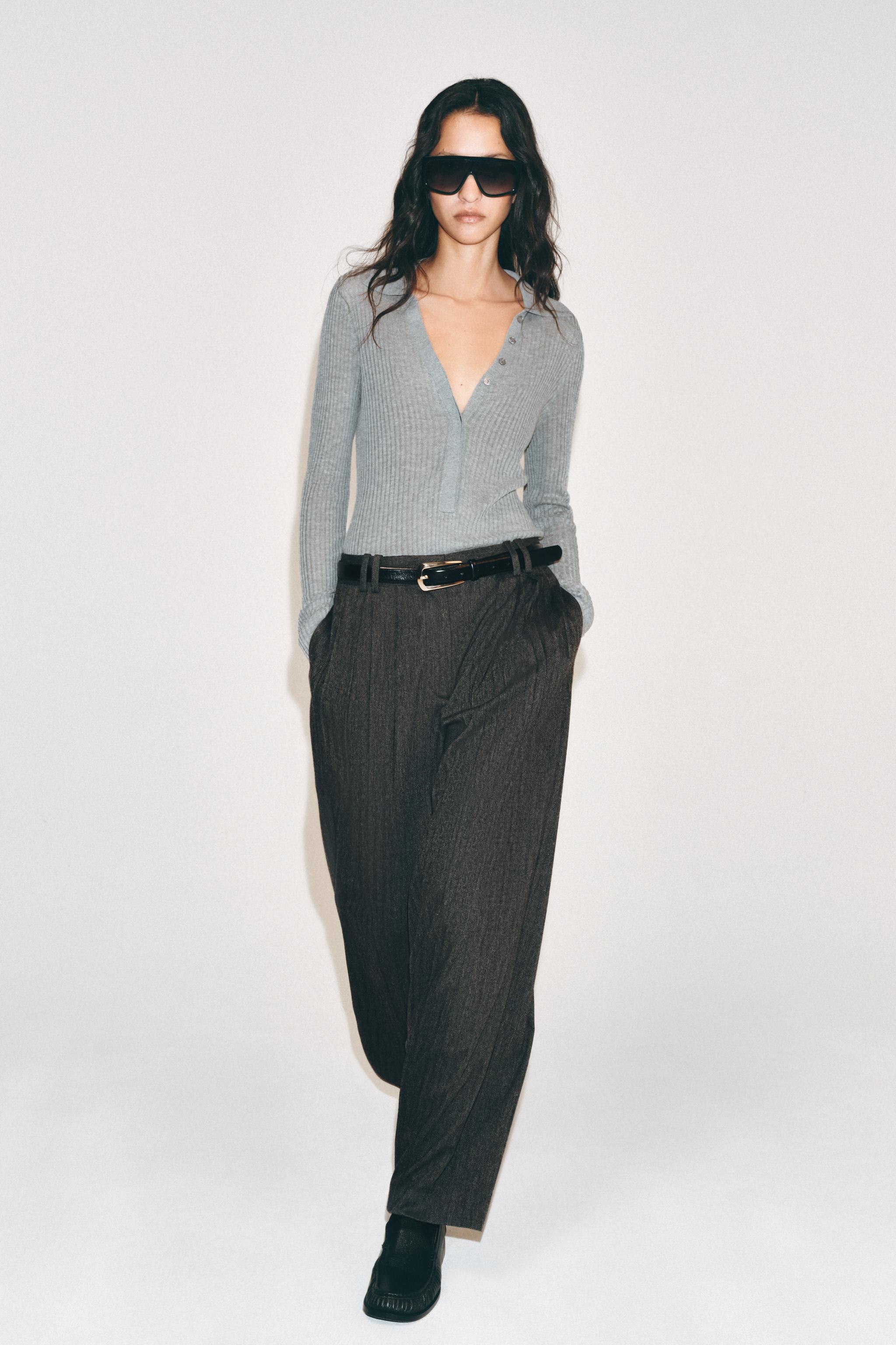 Zw Collection Herringbone Wide-Leg Pants by Zara