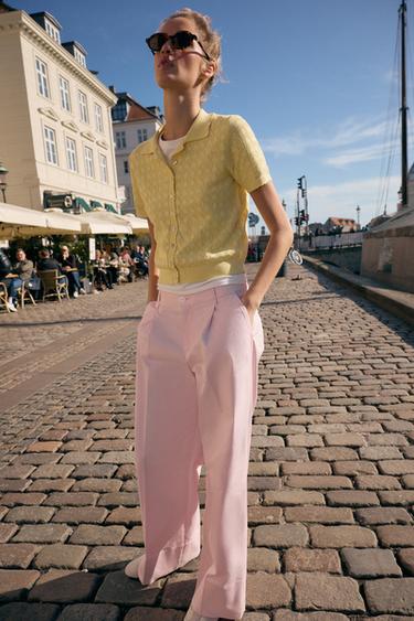 GILET POLO EN MAILLE À MANCHES COURTES - Jaune de Zara - Image 2