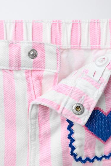 JUPE-CULOTTE EN SERGÉ À RAYURES - Rose de Zara - Image 2