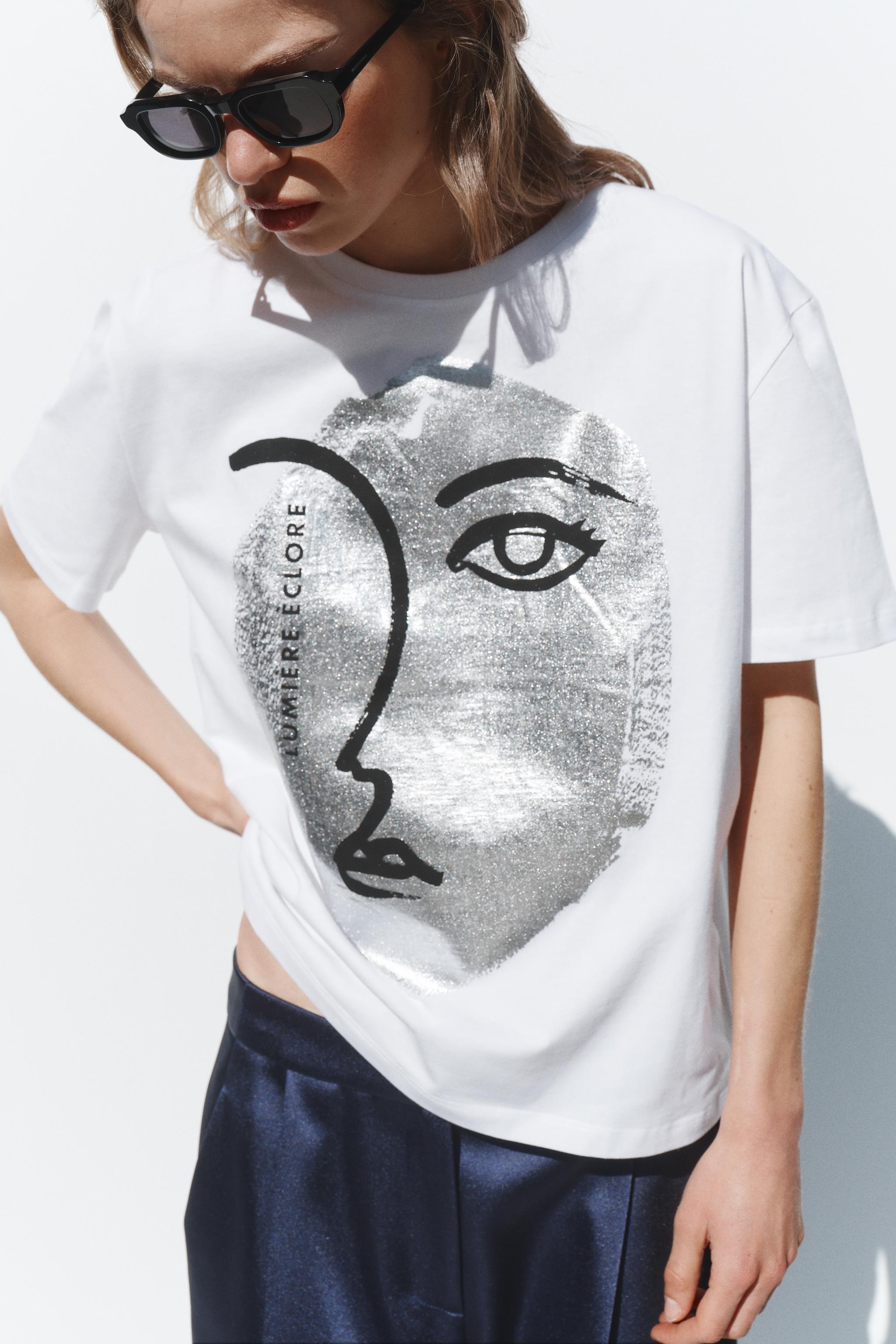 METALLIC GRAPHIC T-SHIRT - White | ZARA United States