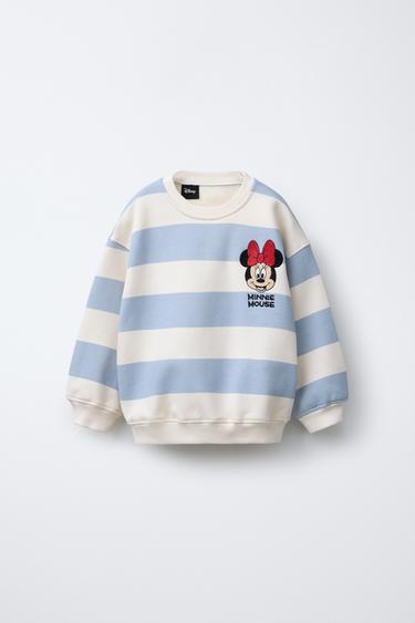 MINNIE MOUSE © DISNEY EMBROIDERED STRIPE SWEATSHIRT - Light blue by Zara