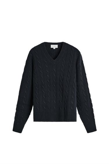JERSEY TRENZAS LANA - Marino oscuro de Zara