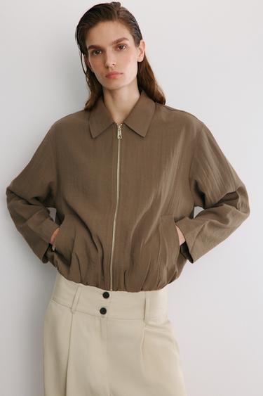 JAQUETA BOMBER MISTURA VISCOSE - Toffee da Zara