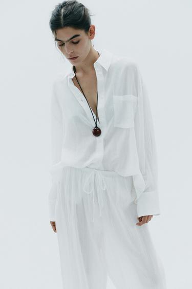 OVERSIZE GAUZE SHIRT - White by Zara - Image 2