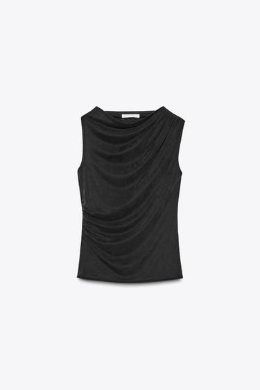FLOWING GATHERED TOP - Black by Zara - Image 2