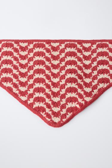 BANDANA EN MAILLE TEXTURÉE - Écru / Rouge de Zara - Image 1