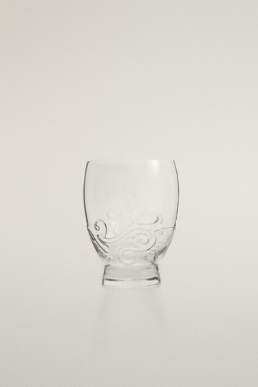 RAISED FLORAL DESIGN GLASS TUMBLER - Transparent by Zara - Image 0