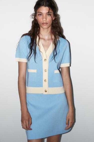 KNIT MINI SKIRT - Light blue by Zara