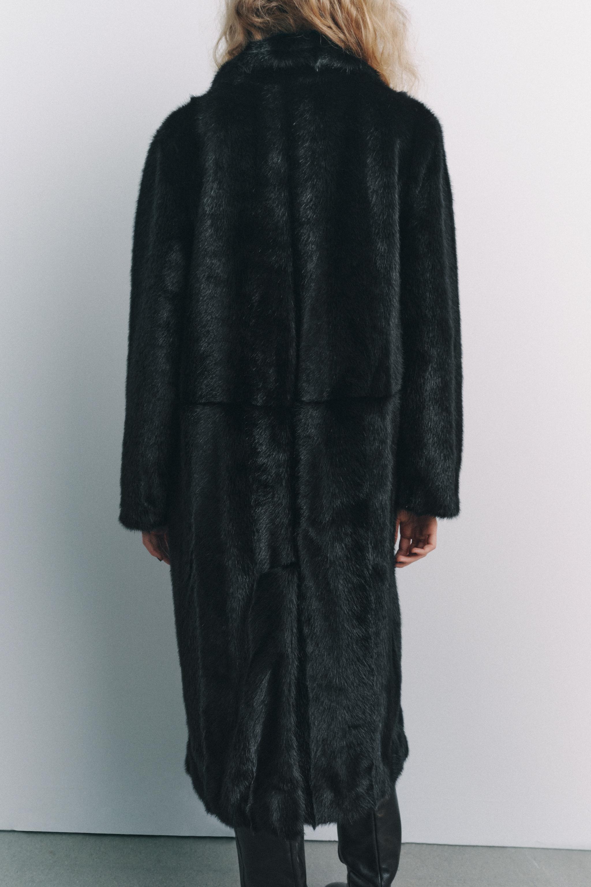 FAUX FUR COAT ZW COLLECTION Black ZARA United States