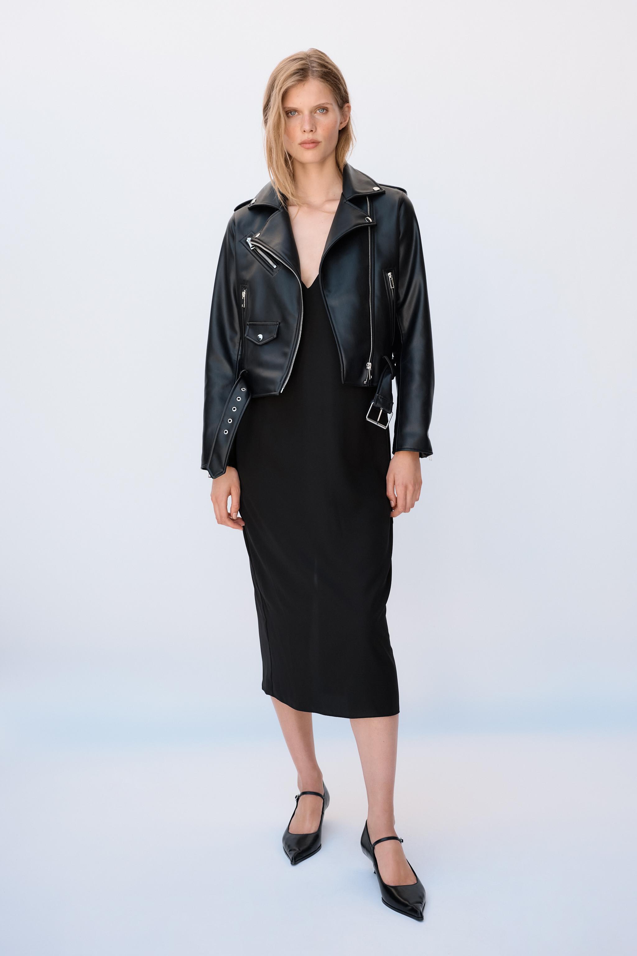 ZARA ザラ ベーシックレザージャケット ライダースブルゾン 黒 S