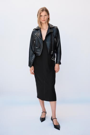 GIUBBOTTO BIKER EFFETTO PELLE - Nero di Zara