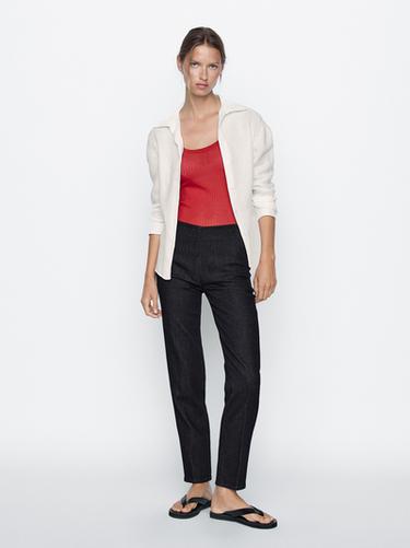 Zara Cotton blend slim fit trousers - Blue - Image 0