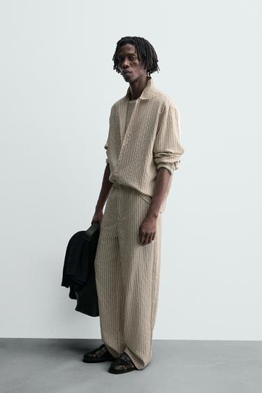CHEMISE FLUIDE RAYURES EFFET FROISSÉ - Écru de Zara - Image 3