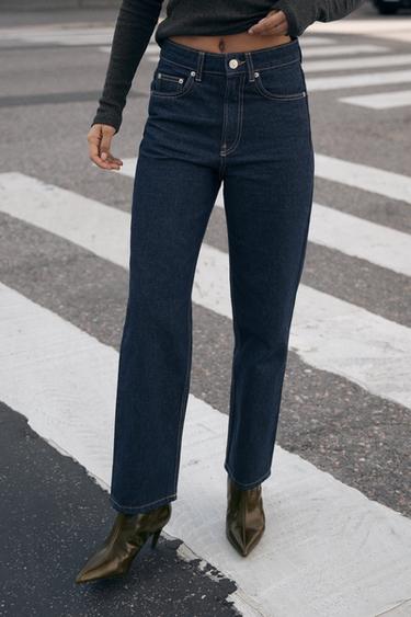 JEANS TRF MOM FIT TIRO ALTO - Índigo oscuro de Zara