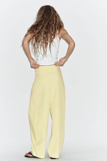PANTALON BALLON À PLIS - Jaune clair de Zara - Image 3