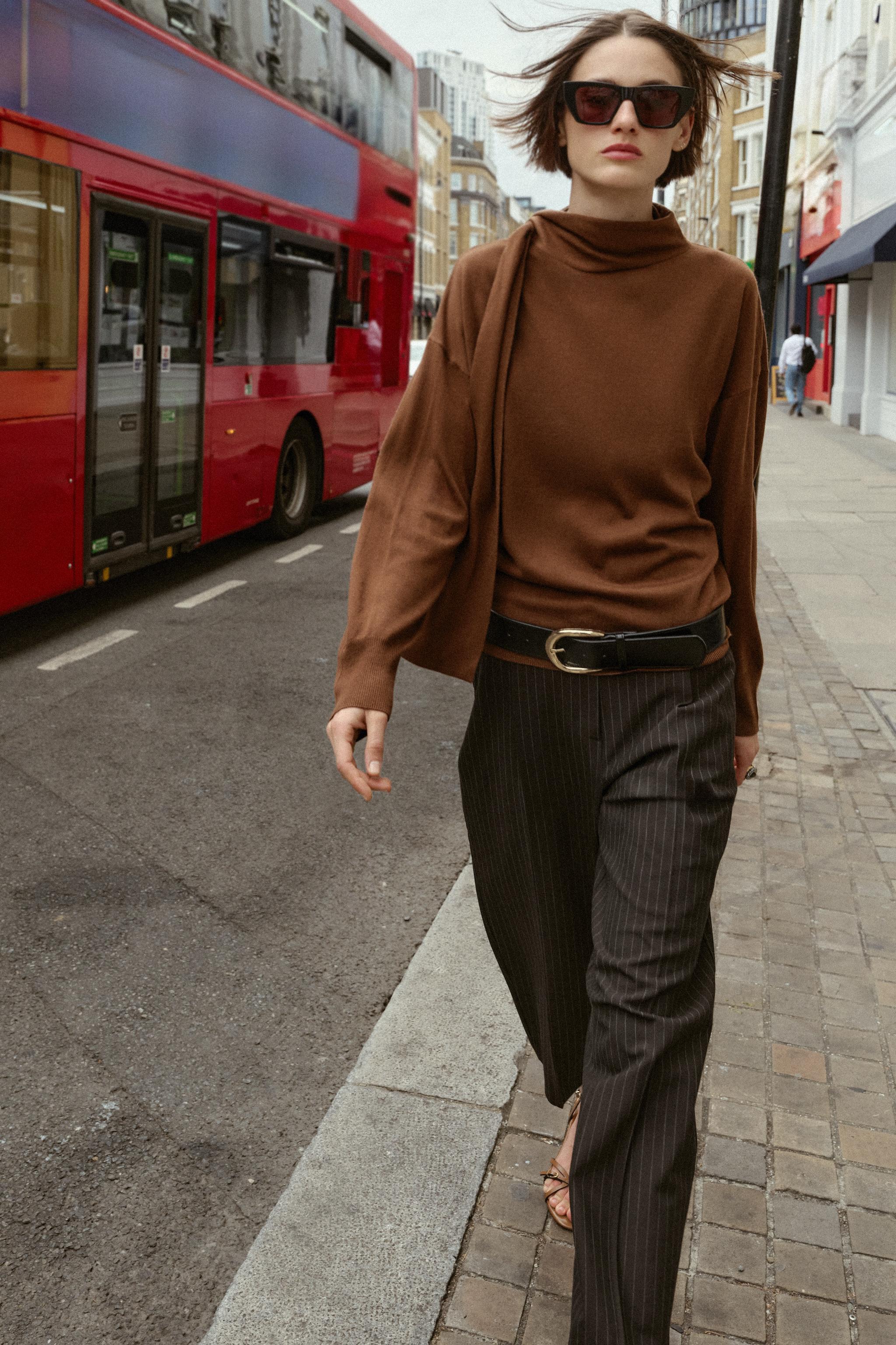 細編みリボンニットセーター - ブラウン | ZARA Japan / 日本