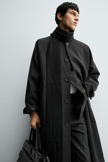 OVERSIZE WOOL BLEND TRENCH COAT - Black by Zara - Image 4