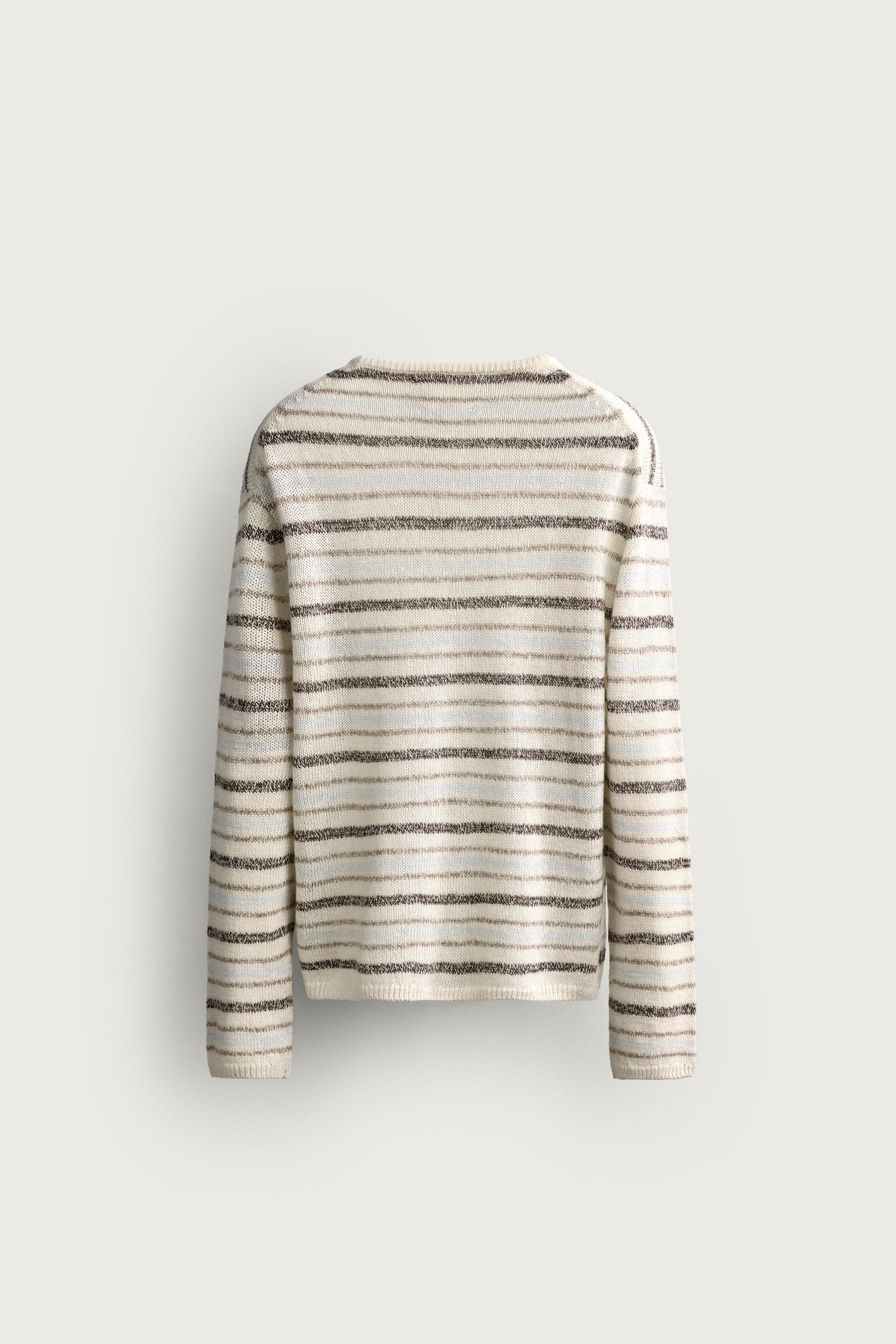 Мужские свитеры Zara LINEN - CASHMERE STRIPED JUMPER — фото 8